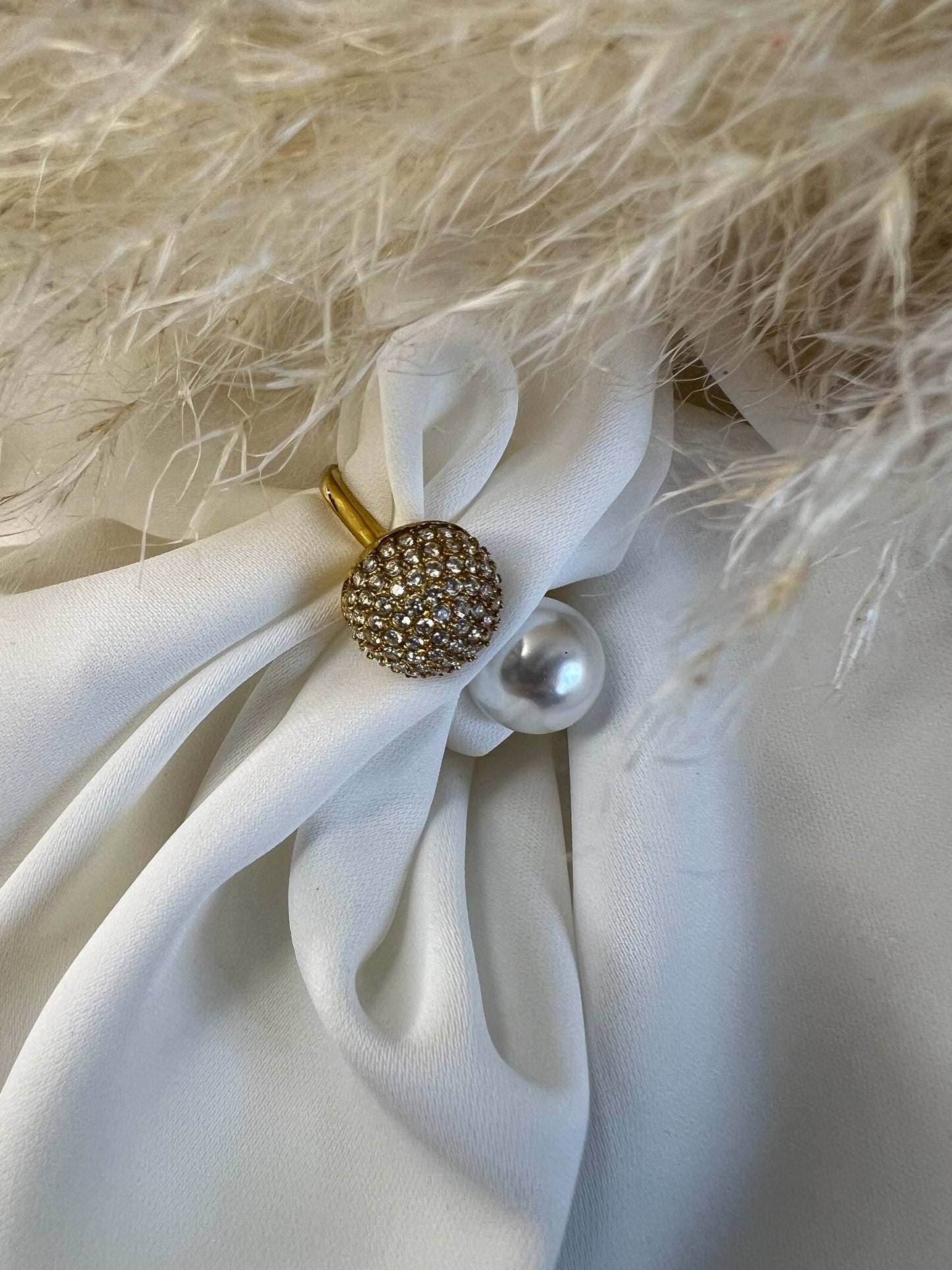 Bague perle Réglable