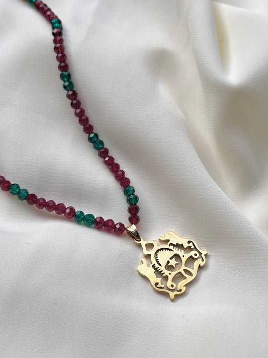 Collier mamlaka vert & rouge