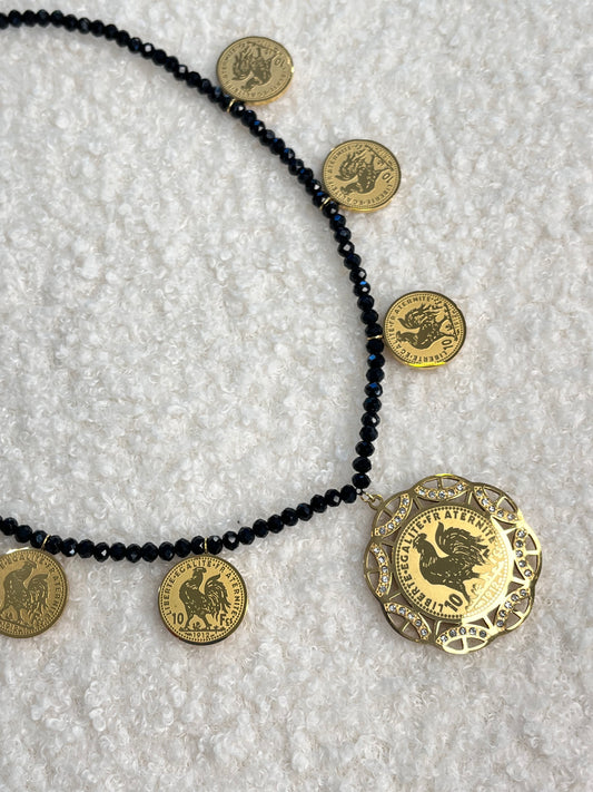 COLLIER COQ PERLE NOIR